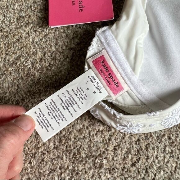 NEW Kate Spade white eyelet embroidered wired halter bikini top size large - Picture 4 of 6